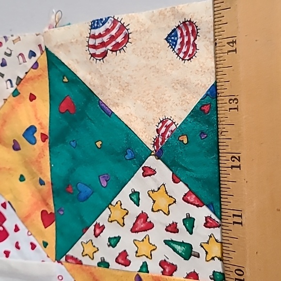 UnFinished HandMade Quilted Triangles & Squares HEARTS Quilting Sewing Cotton - Picture 15 of 15
